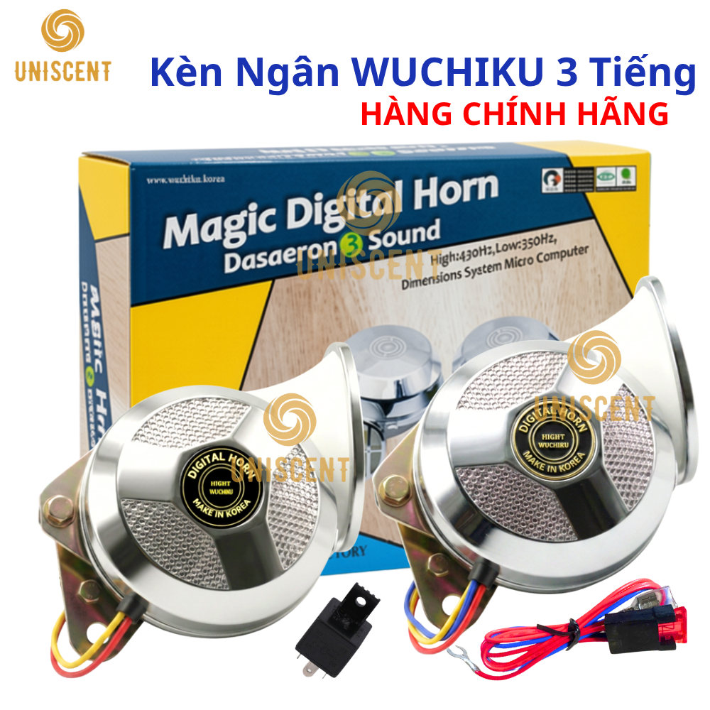 Còi Ngân,Còi Ngân Hàn Quốc/Còi Ngân 3 Tiếng-WUCHIKU/SAMJI-12V/24V Dùng Cho ÔTô/Xe Máy/XeTải(KèmRờLe)