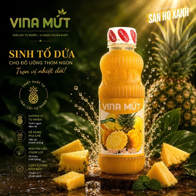 [Sinh Tố Trái Cây] Vina Mứt 1000 ml - Chuyên Dùng Pha Chế Trà Sữa, Trà Trái Cây, Sinh Tố, Sữa Chua, Panna Cotta,...