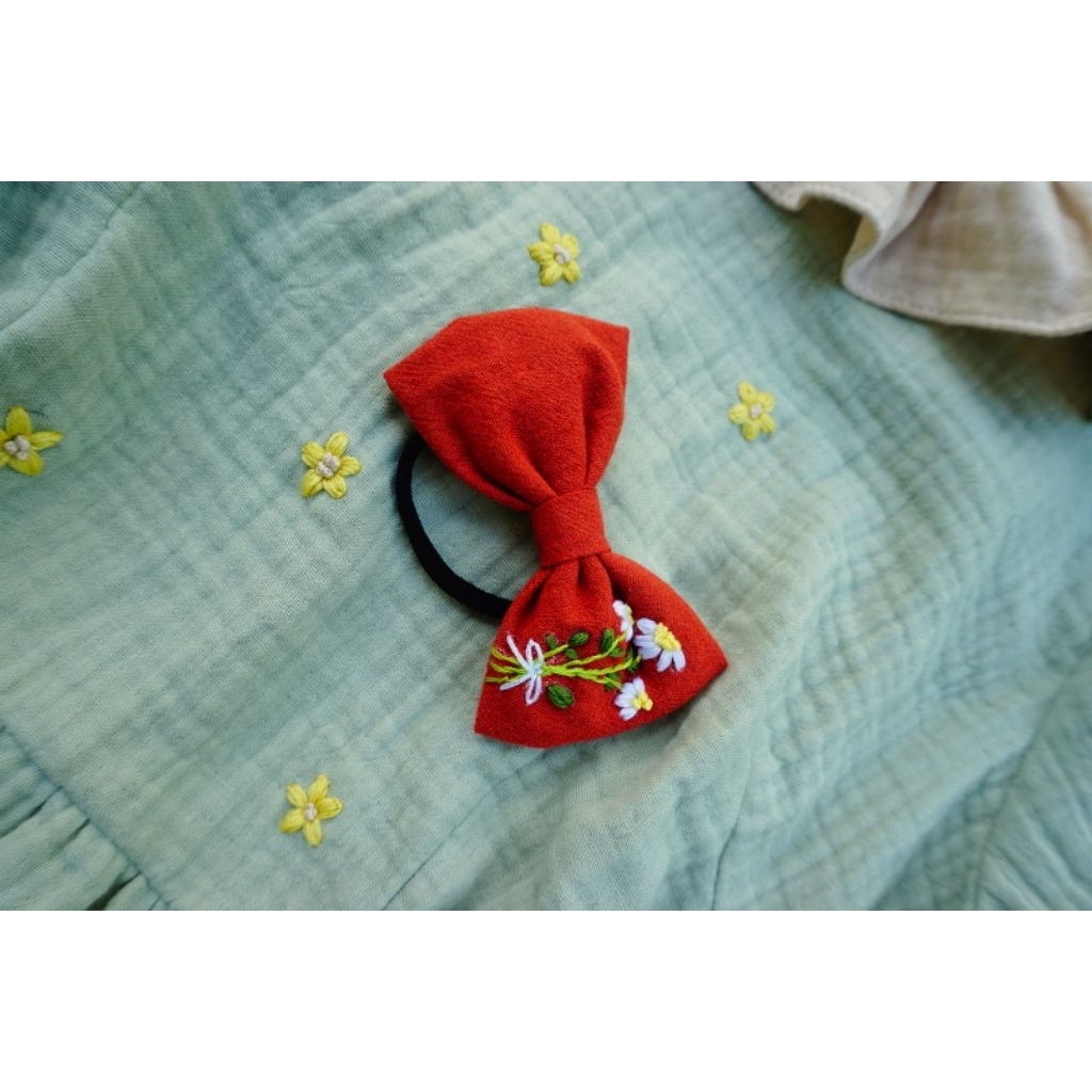 BUỘC TÓC NƠ THÊU TAY MERAKI HANDMADE