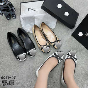 Giày bệt búp bê nơ mảnh trần trám