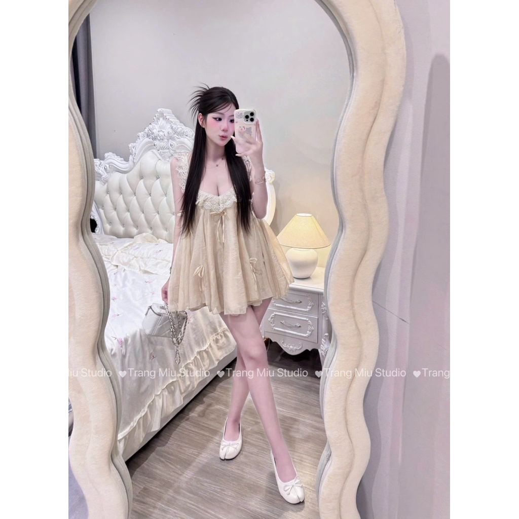 Sét váy phối cổ ren tke Size SM
