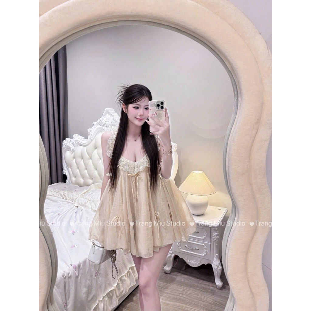Sét váy phối cổ ren tke Size SM