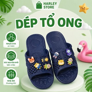 [Harley Store] Dép Đi Trong Nhà, Đúc Nguyên Khối, Chất Eva Mềm, Nhẹ, Thoáng Khí, Hạn Chế Trơn Trượt (Tổ Ong Có Charm)