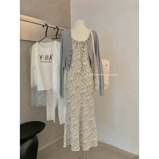 𝐩𝐡𝐢𝐞𝐧 𝐘𝐉𝐈𝐀 | (Sẵn M) 7928 Váy 2 Dây Hoa Nhí Maxi Kèm Áo Khoác Mỏng Dài Tay