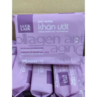 Combo 2 Bịch Khăn Ướt Luck Lady 25 Tờ Không Mùi