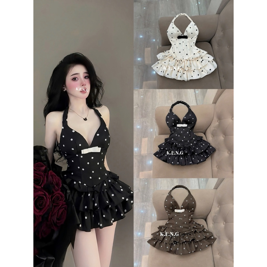 set chấm bi nơ ngang