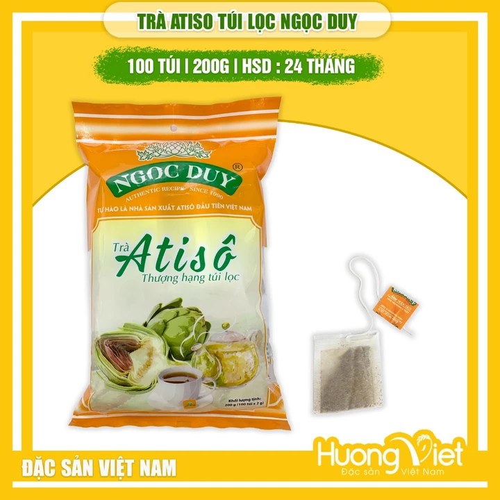 Trà Atiso túi lọc Đà Lạt nguyên chất 100% từ thiên nhiên 200g, trà atiso Ngọc Duy thanh nhiệt, giảo độc, mát gan