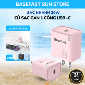 Củ Sạc Nhanh 30W 1-2 Cổng Basefast Công Nghệ GaN Kích Thước Nhỏ Gọn cho các dòng máy
