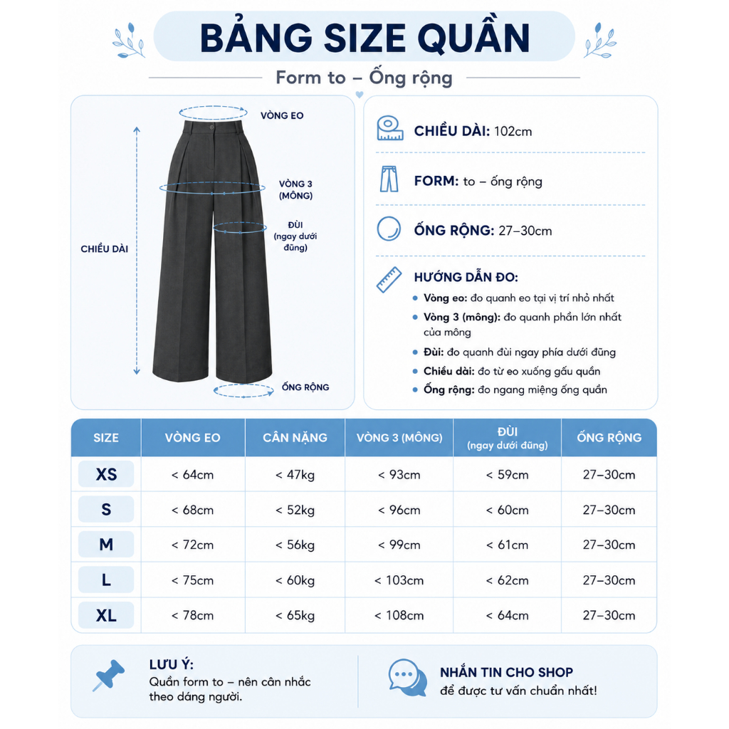 Quần Tây Suông Ống Rộng (Chất Gold Nhật) Phối Ly Lệch Lưng Cao Siêu Tôn Dáng