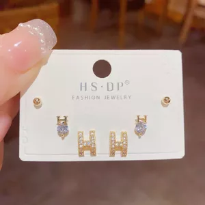 V.I.T Accessories | Set bông tai chữ H đính đá 6 chiếc (1 màu)