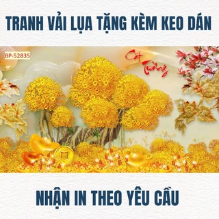 Tranh cây kim tiên, tranh 3D dán tường in trên chất liệu vải lụa (shop tặng kèm keo dán)