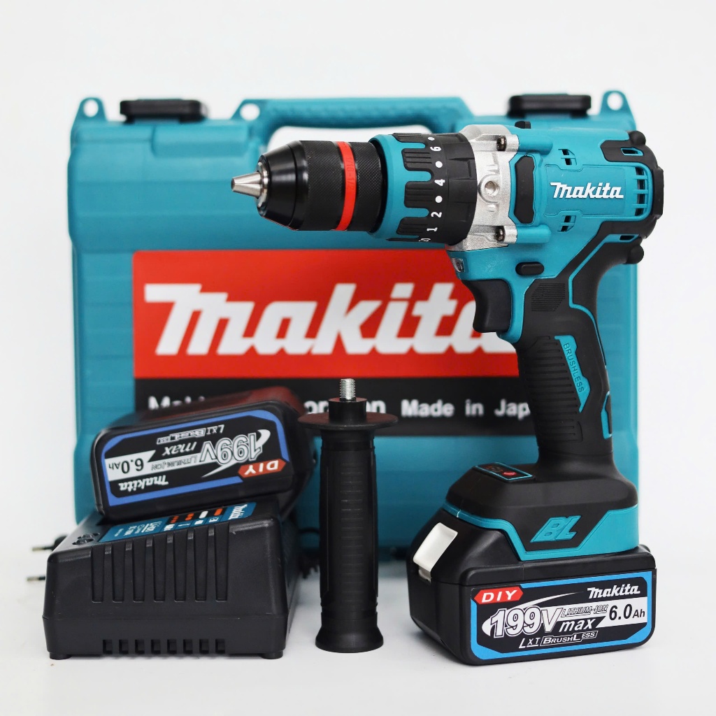 Máy Khoan Pin 3 Chức Năng Makita 199vf, Lực Siết 125Nm, Không Chổi Than Đầu kẹp 13mm Autolock - Tặng 3 mũi