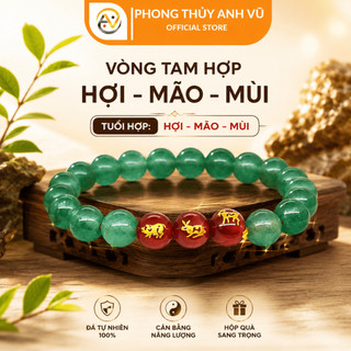 Vòng tay 12 con giáp tam hợp hợi mão mùi đã khai quang - chất liệu mã não xanh - may mắn tài lộc