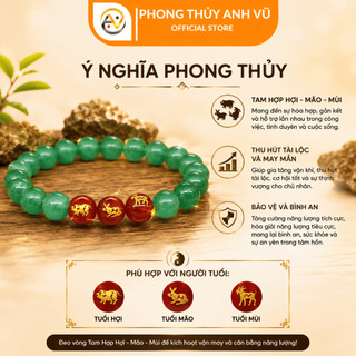Vòng tay 12 con giáp tam hợp hợi mão mùi đã khai quang - chất liệu mã não xanh - may mắn tài lộc