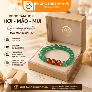 Vòng tay 12 con giáp tam hợp hợi mão mùi đã khai quang - chất liệu mã não xanh - may mắn tài lộc