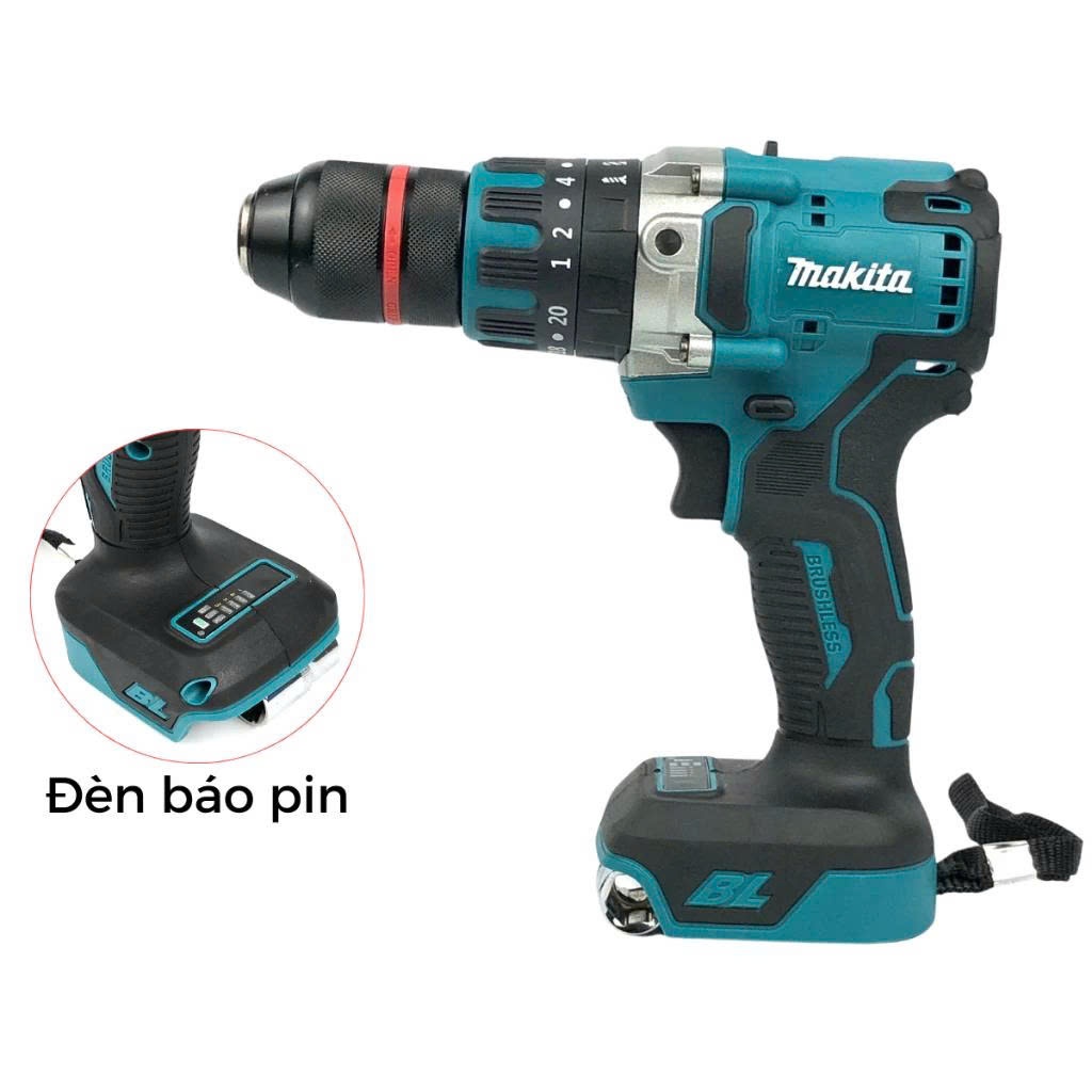 Máy Khoan Pin 3 Chức Năng Makita 199vf, Lực Siết 125Nm, Không Chổi Than Đầu kẹp 13mm Autolock - Tặng 3 mũi