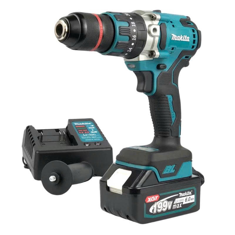 Máy Khoan Pin 3 Chức Năng Makita 199vf, Lực Siết 125Nm, Không Chổi Than Đầu kẹp 13mm Autolock - Tặng 3 mũi