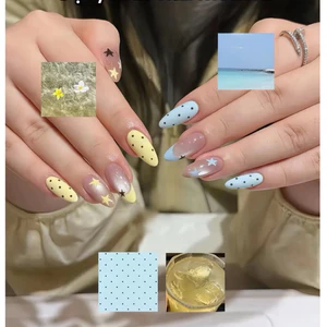 Nailbox thiết kế mùa hè đi biển, mẫu mắt mèo phối 2 màu xanh vàng hót hít