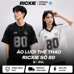 RICXIE ATELIER Áo Thun Lưới Thể Thao Unisex Oversize Phối Sọc Retro S-4XL