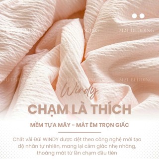 Bộ Chăn Ga Gối Cotton Đũi Windy M2T Bedding Gồm Ga Giường 2 Vỏ Gối Và Chăn Chần Bông Hè Mềm Mại Thoáng Mát