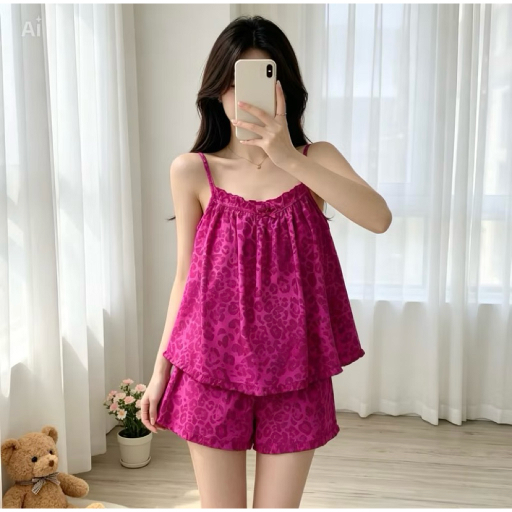 Bộ Tole 2 Dây Nữ Họa Tiết Dễ Thương – Mặc Nhà Mát Mẻ, Thoải Mái