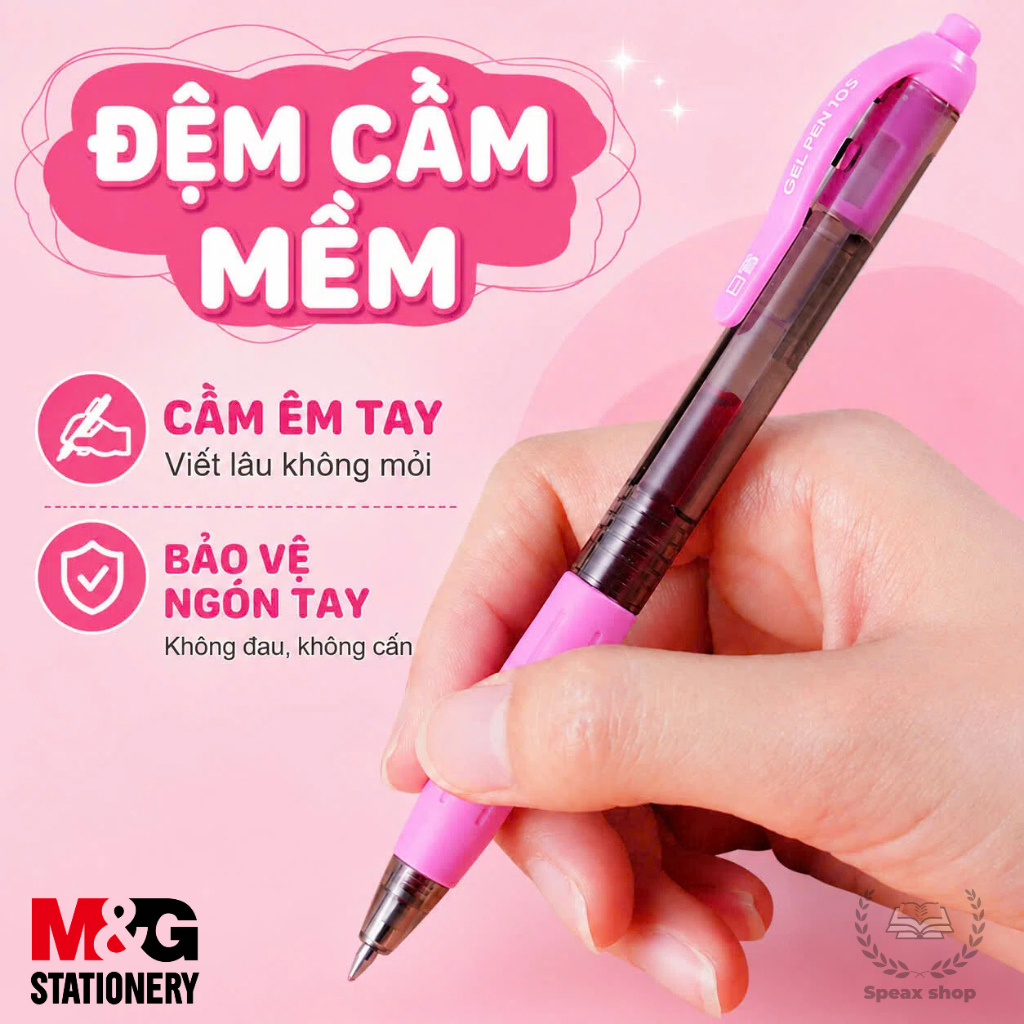 Bút Gel Bấm M&G AGPH1871 0.5mm – 10 Màu Nổi Bật, Mực Tím/Đen/Xanh/Đỏ, Trang Trí Sổ Tay
