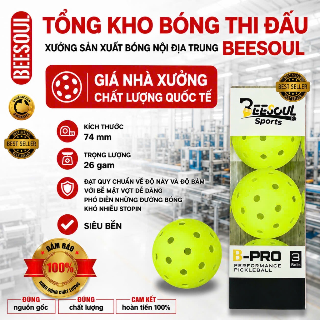 Bóng pickleball 48 lỗ,40 lỗ thi đấu tập luyện CHUYÊN NGHIỆP ngoài trời đủ màu chất lượng quốc tế