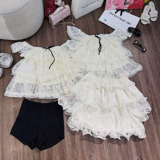 Áo ren bèo trễ vai dáng ngắn xinh iu