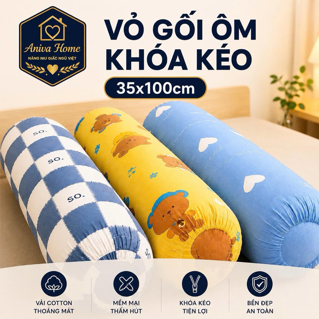 Áo gối ôm Thắng Lợi cotton Aniva Home, chất liệu cao cấp, mềm mại, thoáng khí, bền đẹp, tiện lợi