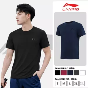 Áo thun nam Li-Ning chính hãng, Áo nam vải thể thao mềm mát, co giãn, thấm hút, Áo tập gym, chạy bộ