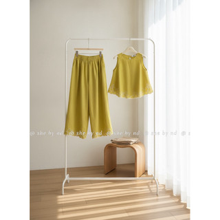 Sét áo linen sát nách thêu gấu + quần xuông dáng dài