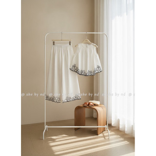 Sét áo linen sát nách thêu gấu + quần xuông dáng dài