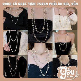 Vòng Cổ Ngọc Trai Dáng Dài Cực Đẹp Hot Trend Chụp Áo Dài, Kỷ Yếu, Phụ Kiện Dây Chuyền 150cm Quấn Nhiều Tầng Thời Trang