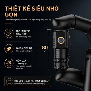 Bộ đèn pin mini S350X siêu sáng - phiên bản nâng cấp 2 pin và khớp nối dài - 5 chế độ sáng