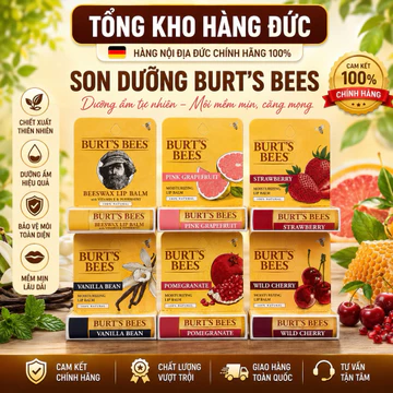 Son dưỡng Burt's Bees Beeswax Lip Balm đủ mùi 4.25g