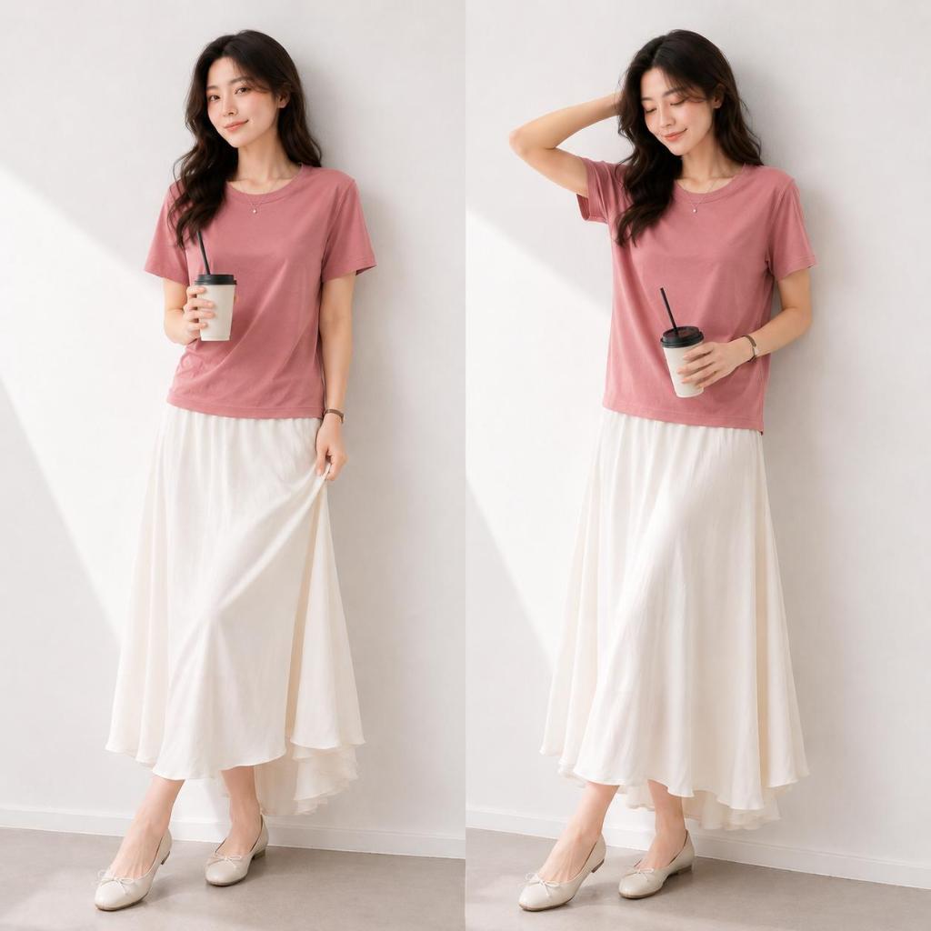 [A35 MỚI- VẢI RŨ, CỔ TRÒN] ÁO THUN NỮ CỔ TRÒN  BASIC BI.POSILÁ FORM SUÔNG VỪA | Cotton Borip Co Giãn 4 Chiều Mềm Mịn