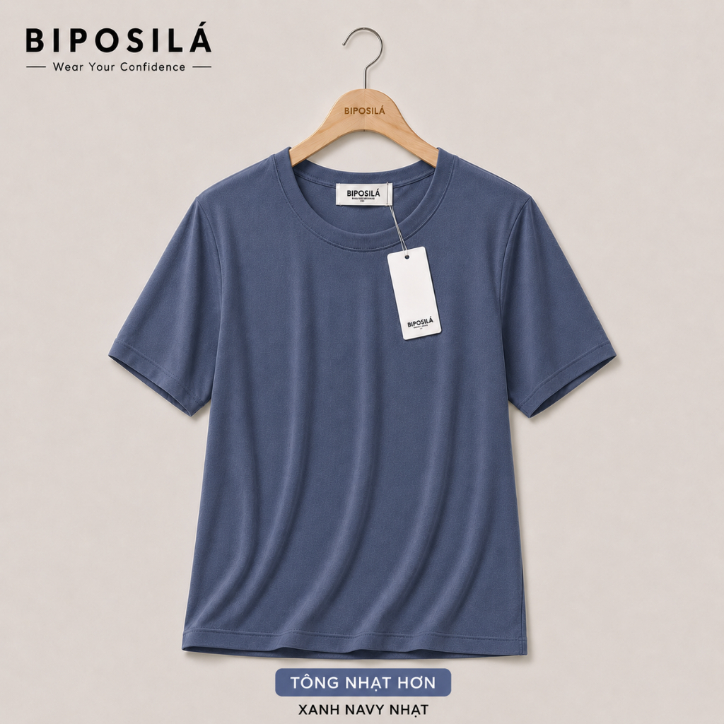 [A35 MỚI- VẢI RŨ, CỔ TRÒN] ÁO THUN NỮ CỔ TRÒN  BASIC BI.POSILÁ FORM SUÔNG VỪA | Cotton Borip Co Giãn 4 Chiều Mềm Mịn