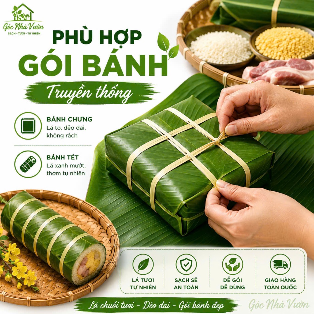 Lá Chuối Tươi 1Kg Gói Bánh, Gói Xôi, Gói Thực Phẩm, Đồ Nướng - Lá Chuối Nhà Trồng Tự Nhiên | Góc Nhà Vườn
