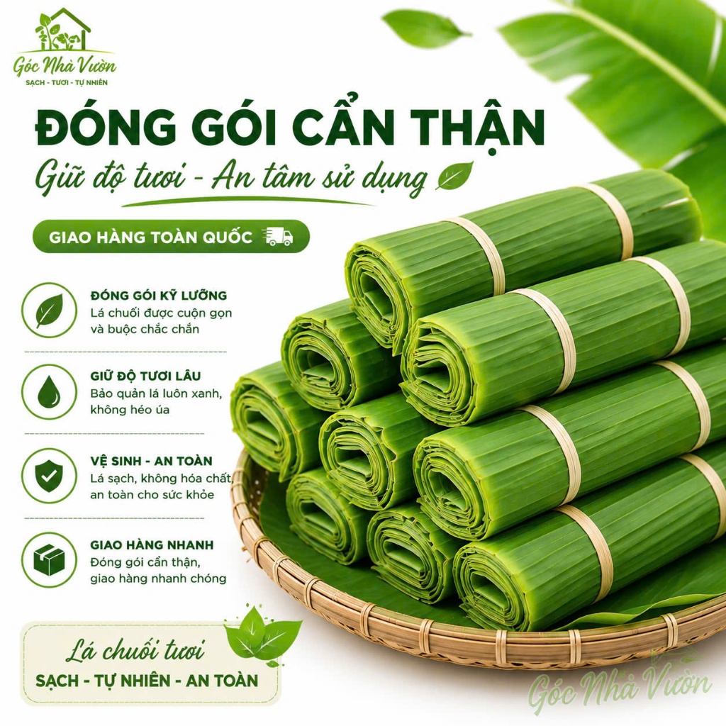 Lá Chuối Tươi 1Kg Gói Bánh, Gói Xôi, Gói Thực Phẩm, Đồ Nướng - Lá Chuối Nhà Trồng Tự Nhiên | Góc Nhà Vườn