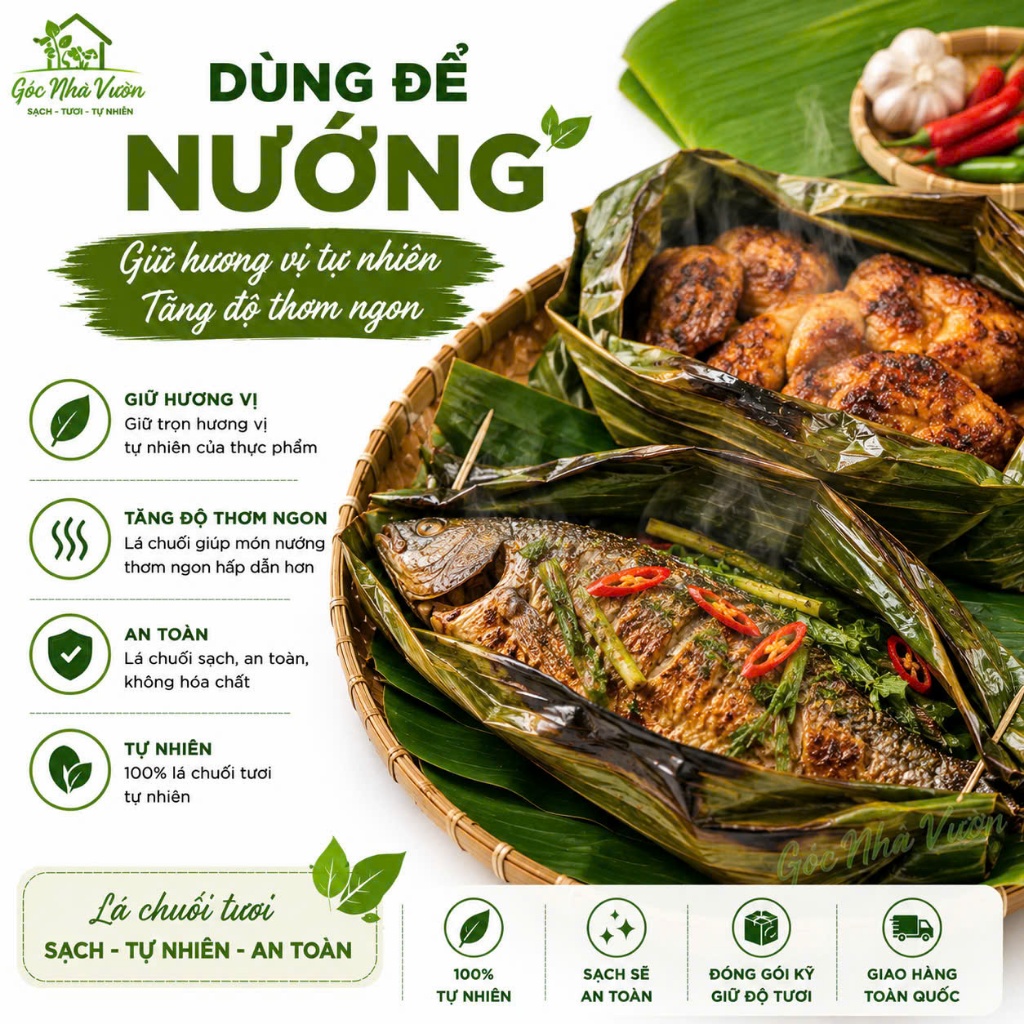 Lá Chuối Tươi 1Kg Gói Bánh, Gói Xôi, Gói Thực Phẩm, Đồ Nướng - Lá Chuối Nhà Trồng Tự Nhiên | Góc Nhà Vườn