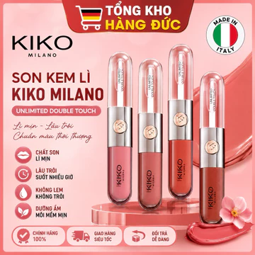 Son Kiko 2 đầu - KIKO UNLIMITED DOUBLE TOUCH (2 đầu: lì + bóng)- son kem siêu lì lâu trôi - không khô môi- Nội địa Đức