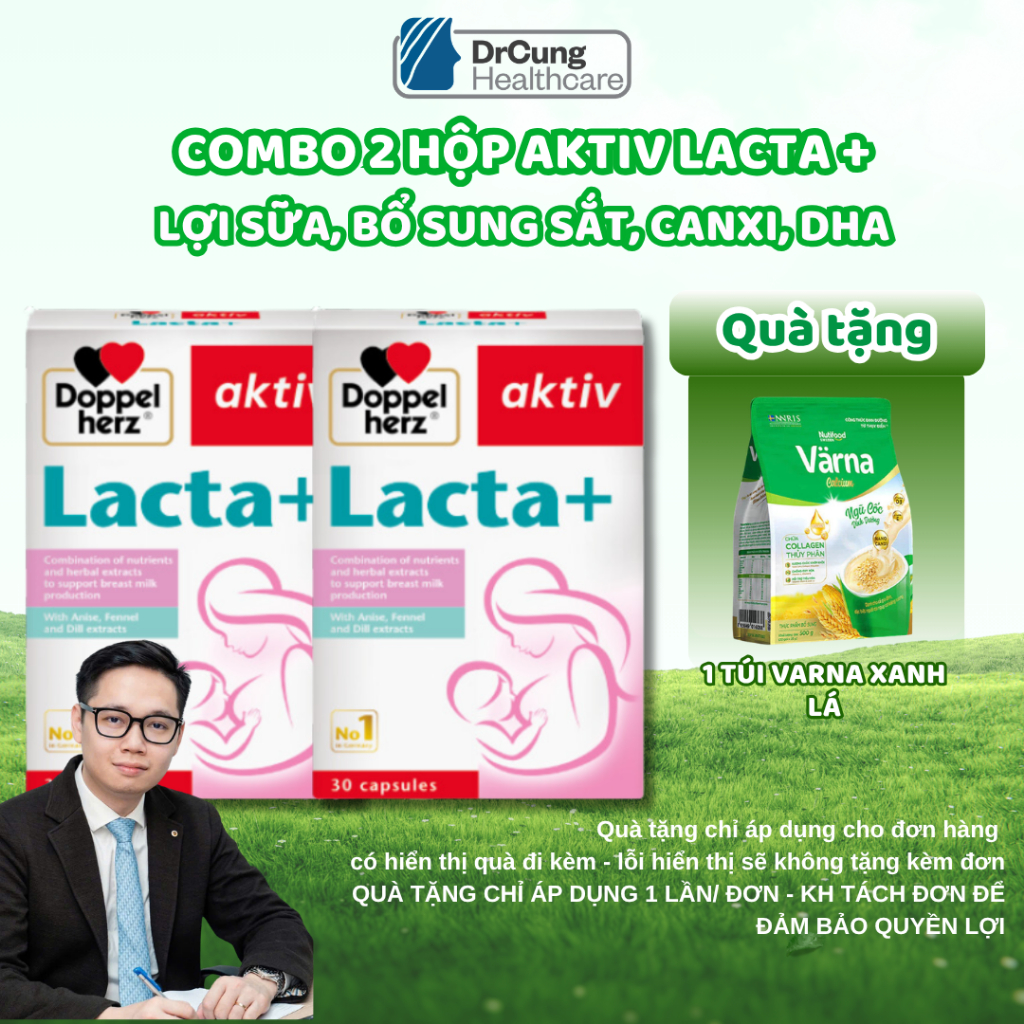 COMBO 2 HỘP VIÊN LỢI SỮA LACTA+ Doppelherz Aktiv - Bổ Sung Canxi, Sắt ...