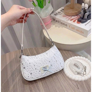 Túi Kẹo Nách Nữ Túi Đeo Chéo Đeo Vai LUMIBAG Vải Đính Sao Kim Tuyến Nổi Phối Dây Nơ Nhí Size 20 Xinh Xắn [LM2633]