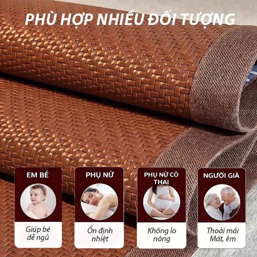 Chiếu Mây Điều Hoà Nhập Khẩu Cao Cấp - Có Lớp Đệm,  Dễ Vệ Sinh, Mát Lạnh Tự Nhiên, Không Mùi