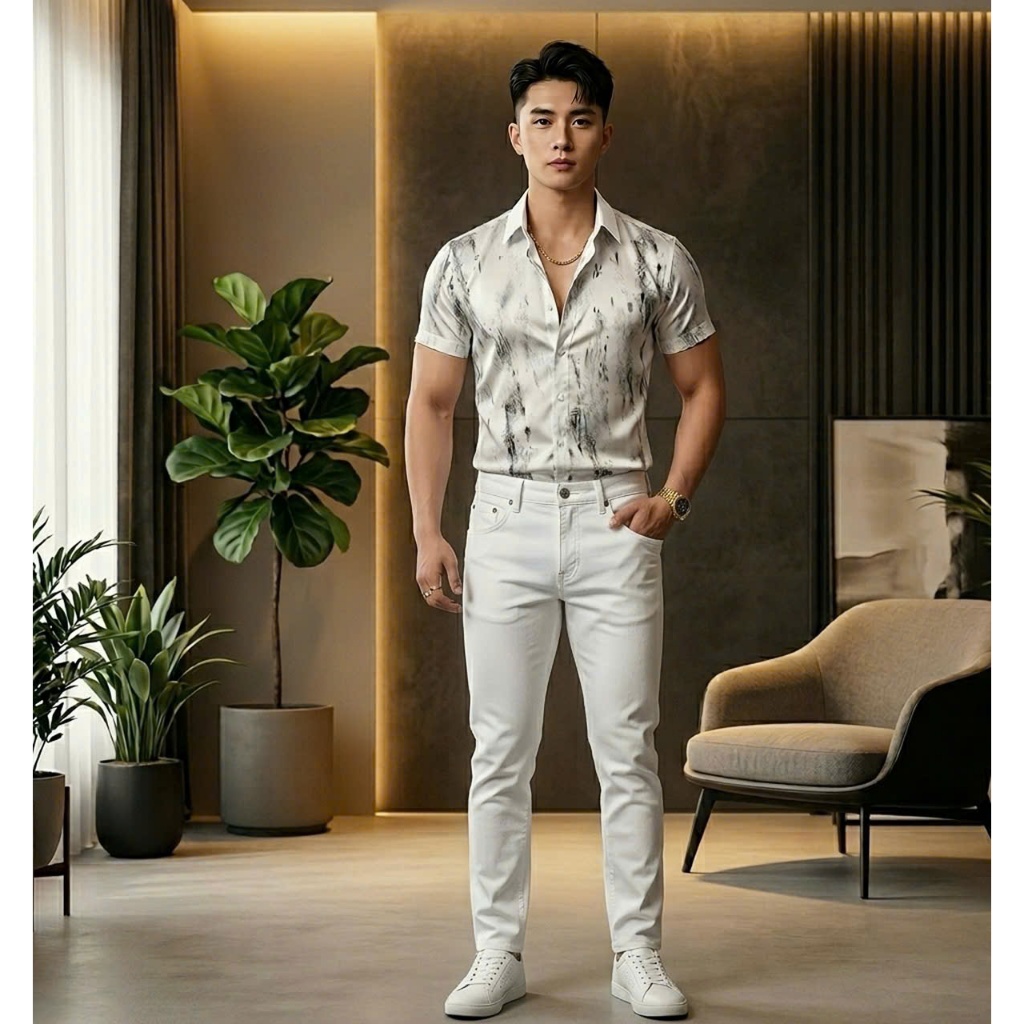 Áo sơ mi nam nữ tay ngắn in họa tiết 3D thiết kế phong cách hàn quốc chuẩn phom tôn dáng trẻ trung năng động
