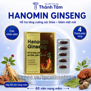 Cao nhân sâm HANOMIN GINSENG bổ sung vitamin, tăng đề kháng,giảm mệt mỏi kéo dài, bồi bổ cơ thể - Hộp 60 viên