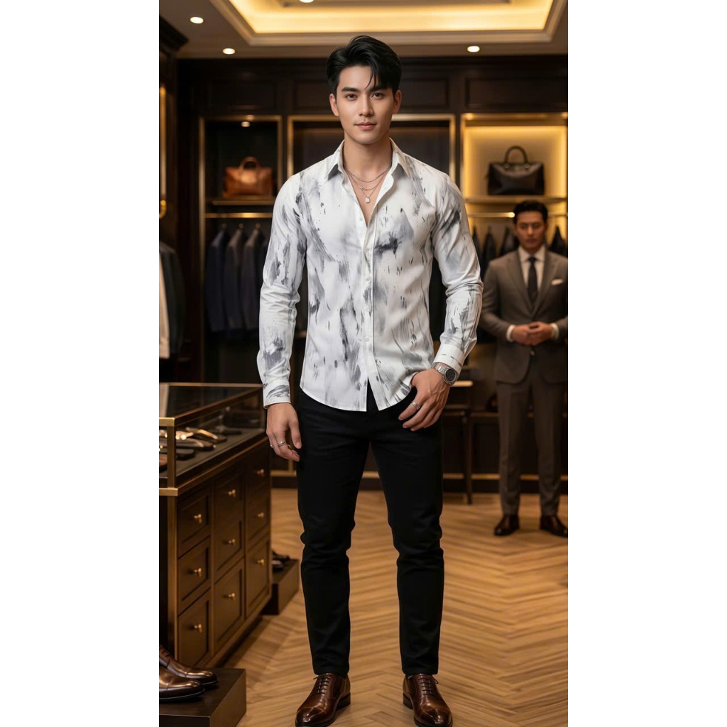 Áo sơ mi nam nữ tay dài in họa tiết thiết kế phong cách hàn quốc chuẩn phom tôn dáng trẻ trung năng động