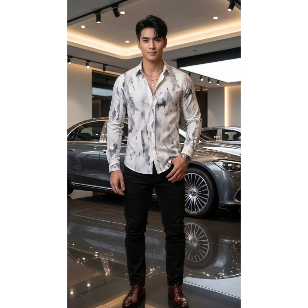 Áo sơ mi nam nữ tay dài in họa tiết thiết kế phong cách hàn quốc chuẩn phom tôn dáng trẻ trung năng động