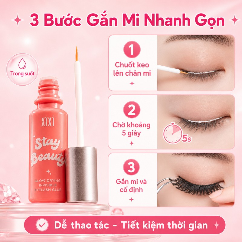 Keo Dán Mi Giả XIXI GJ49 Khô Nhanh, Bám Siêu Chắc, Không Kích Ứng, Tự Nhiên, Lâu Trôi