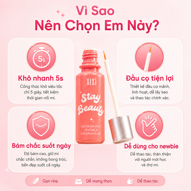 Keo Dán Mi Giả XIXI GJ49 Khô Nhanh, Bám Siêu Chắc, Không Kích Ứng, Tự Nhiên, Lâu Trôi